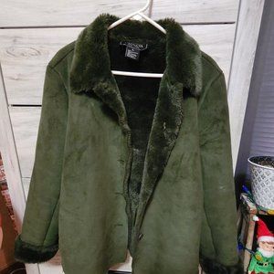 Olive green Fur Coat